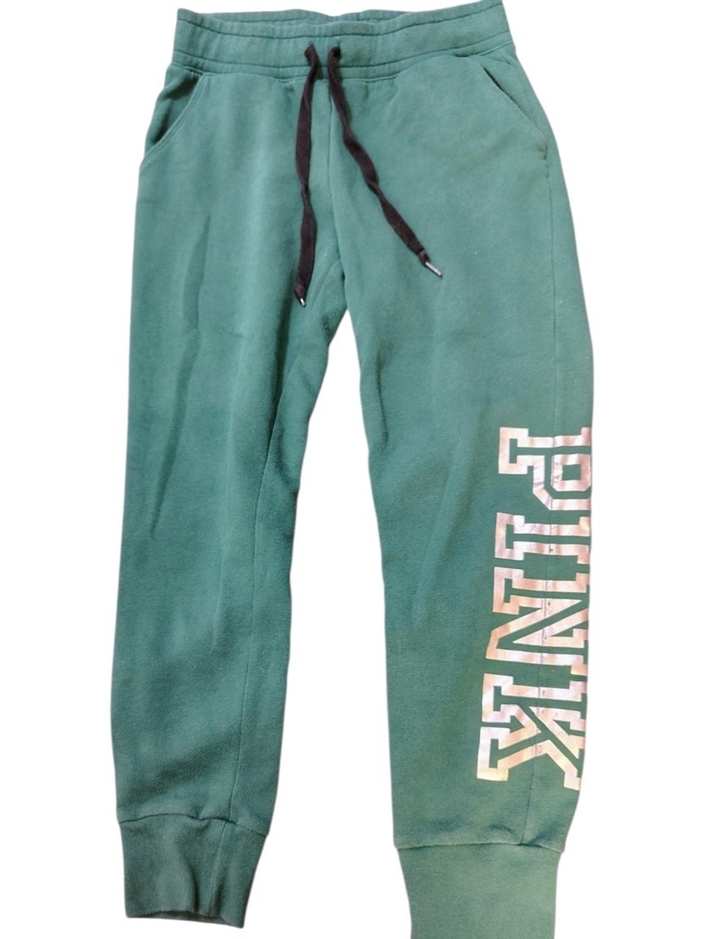 PINK Victoria's Secret Teal Green Jogger Pants with Side Logo